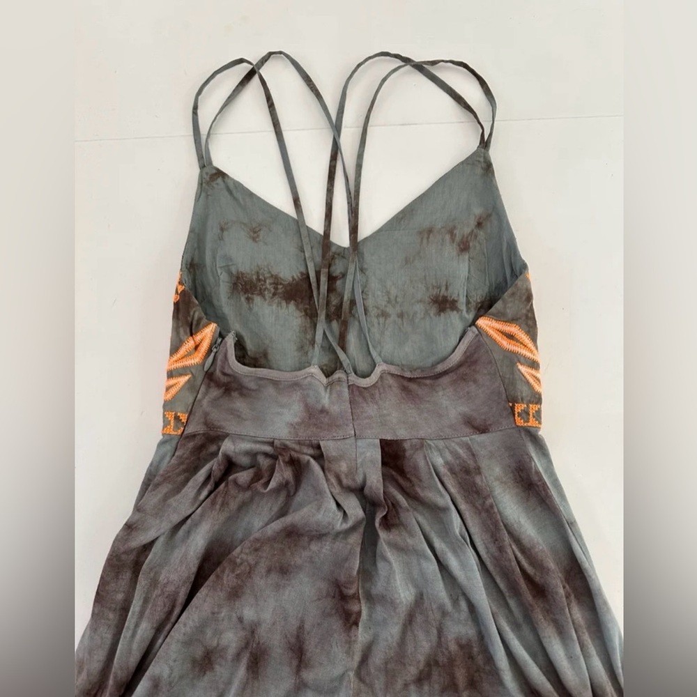 Urban Outfitters Ecote Tie Dye Maxi Dress Embroidered Top Spaghetti Straps - Picture 9 of 11